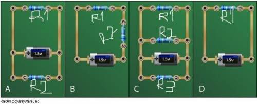Which of the following illustrates 2 resistors in a series circuit