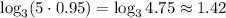 \log_3 (5\cdot 0.95)=\log_3 4.75\approx 1.42