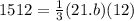 1512=\frac{1}{3}(21.b)(12)