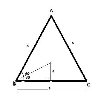 Find the area of an equilateral triangle (regular 3-gon) with the given measurement. 6-inch apothem