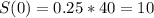 S(0) = 0.25*40 = 10