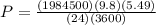 P = \frac{( 1984500)(9.8)( 5.49)}{(24)(3600)}