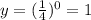 y = (\frac{1}{4} )^{0} = 1