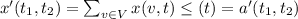 x' (t_1,t_2) = \sum_{v \in V} x(v,t) \leq (t) = a' (t_1,t_2)