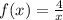 f(x) =  \frac{4}{x}