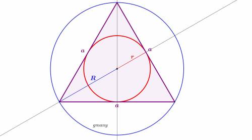 Find the radius of the circle circumscribed around an equilateral triangle, if the radius of the cir