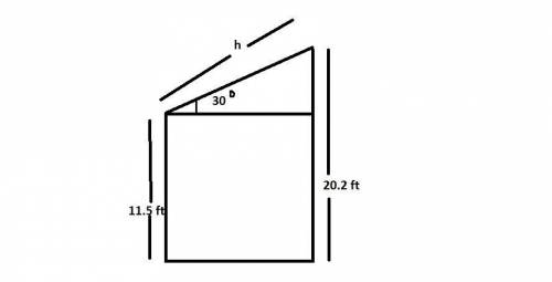 24. a flat roof rises at a 30° angle from the front wall of a storage shed to the back wall. the fro