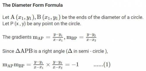 Find the equation of circle in diameter form