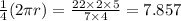 \frac{1}{4} (2\pi r) = \frac{22 \times 2 \times 5}{7 \times 4} = 7.857