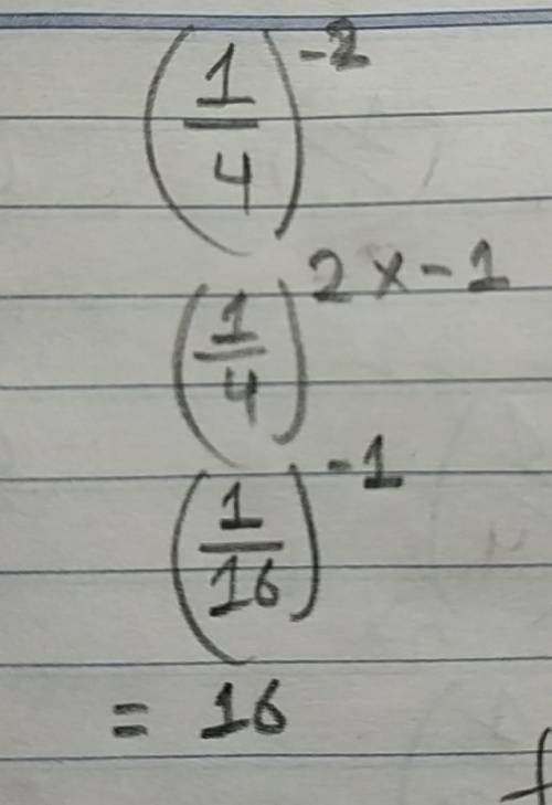What is the answer to 1 over 4 with an exponent of -2