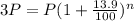 3P=P(1+\frac{13.9}{100})^n