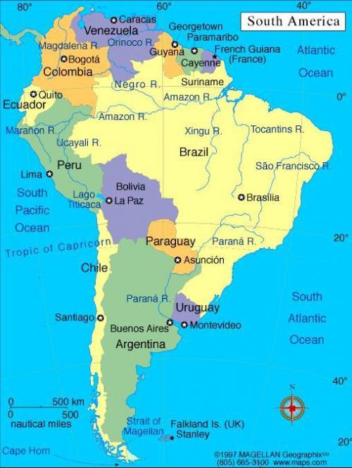 Which country is to the south of ecuador?