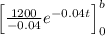 \left [ \frac{1200}{-0.04} e^{-0.04 t} \right ]_0^b