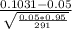\frac{0.1031-0.05}{\sqrt{\frac{0.05*0.95}{291} } }