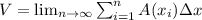 V=\lim_{n\rightarrow \infty }\sum_{i=1}^{n}A(x_{i})\Delta x