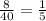 \frac{8}{40} =  \frac{1}{5}