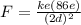 F = \frac{ke(86e)}{(2d)^2}