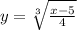 y = \sqrt[3]{\frac{x - 5}{4}}