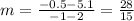 m = \frac{-0.5 - 5.1}{-1 -2}=\frac{28}{15}