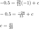 -0.5 = \frac{28}{15}(-1)+c\\\\-0.5=\frac{-28}{15}+c\\  \\ c = \frac{41}{30}