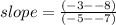 slope=\frac{(-3--8)}{(-5--7)}