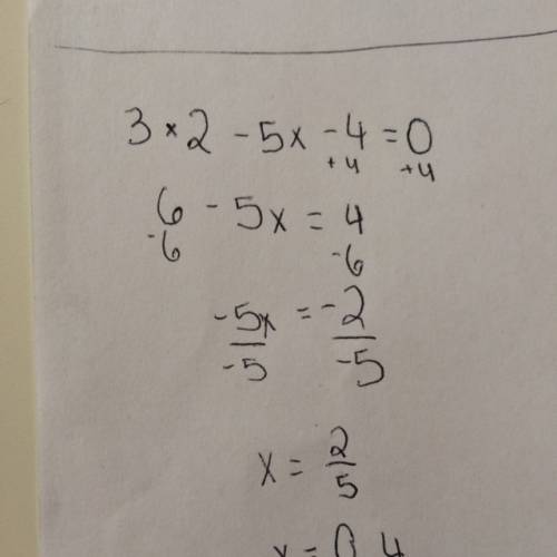 Use the quadratic formula to solve 3x2 – 5x – 4 = 0. show your work and round final answers to the n