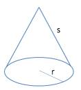 What is the formula of the surface area of the cone