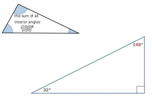 Find the missing angle in the following right triangle with a second angle that measures 32degrees