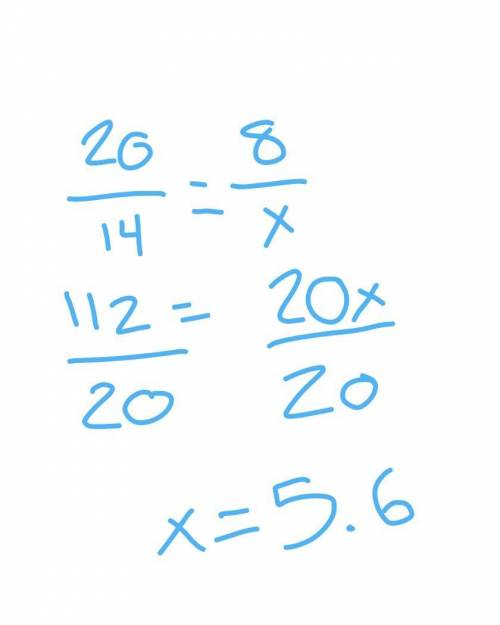 20 to 14 is the same as 8 to r solve for r