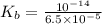 K_{b}=\frac{10^{-14}}{6.5\times 10^{-5}}