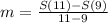 m=\frac{S(11)-S(9)}{11-9}