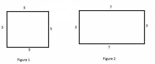 Draw two different figures that each have a perimeter of 20 units
