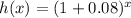 h(x)=(1+0.08)^x