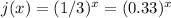 j(x)=(1/3)^x=(0.33)^x