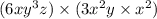 (6xy^3 z)\times (3x^2y\times x^2)