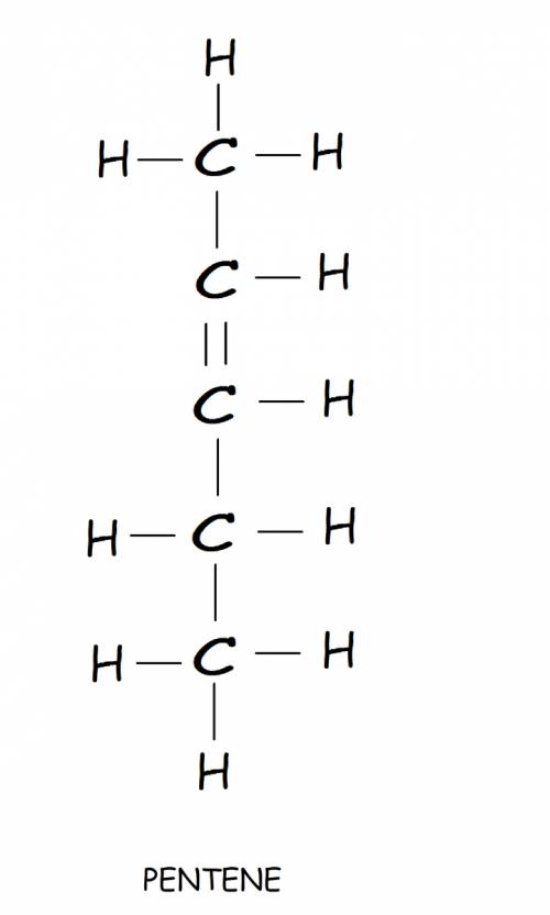 Draw the line structure for pentene