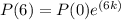 P(6) = P(0) e^{(6 k) }