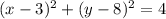 ( x -3 )^2 + ( y -8 )^2 = 4