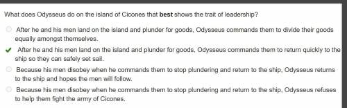 What does odysseus do on the island of cicones that best shows the trait of leadership?