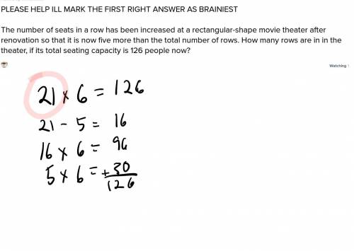 Ill mark the first right answer as brainiest the number of seats in a row has been increased at a re