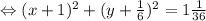 \Leftrightarrow (x+1)^2+(y+\frac{1}{6})^2=1\frac{1}{36}