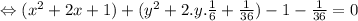 \Leftrightarrow (x^2+2x+1) +(y^2+2.y.\frac{1}{6} +\frac{1}{36})-1- \frac{1}{36}=0