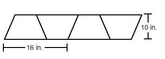 The diagram shows a row of four identical tiles, each in the shape of an isosceles trapezoid. what i