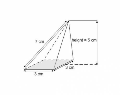The volume of the pyramid shown in the figure is cubic centimeters. if the slant height of the pyram