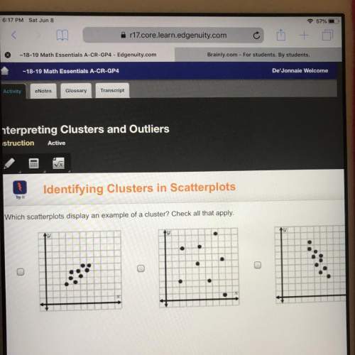 Which scatterplots display an example of a cluster ? check all that apply
