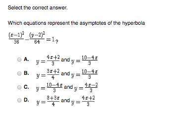 Which equations represent the asymptotes of the hyperbola in the picture?
