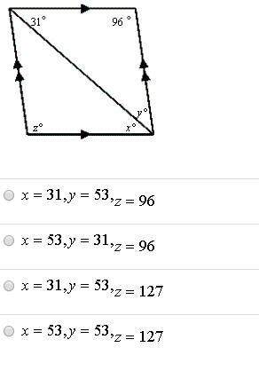 Find the values of the variables in the parallelogram. the diagram is not to scale.