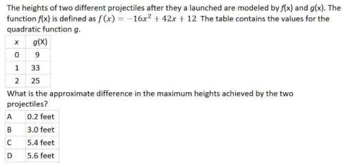 Asap the heights of two different projectiles after they launched are modeled by f(x) and g(x).