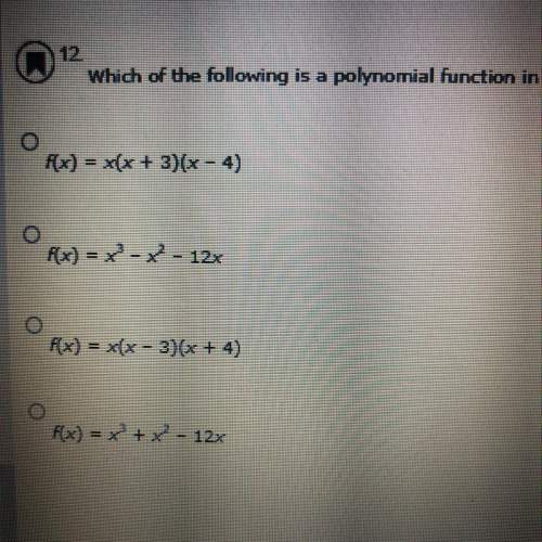 Which of the following is a polynomial function in factored form with zeros at 0, -3, and 4