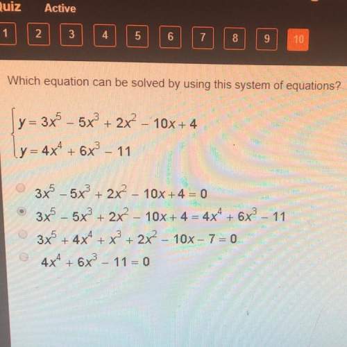 Which equation can be solved by using this system of equations?  y = 3x5 – 5x3 + 2x - 10x + 4&lt;